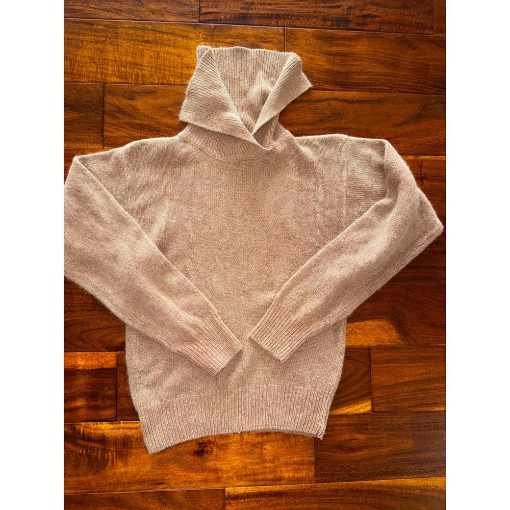 Casual Corner Sweater Women M Brown Excellent Silk Angora Split Turtleneck Knit